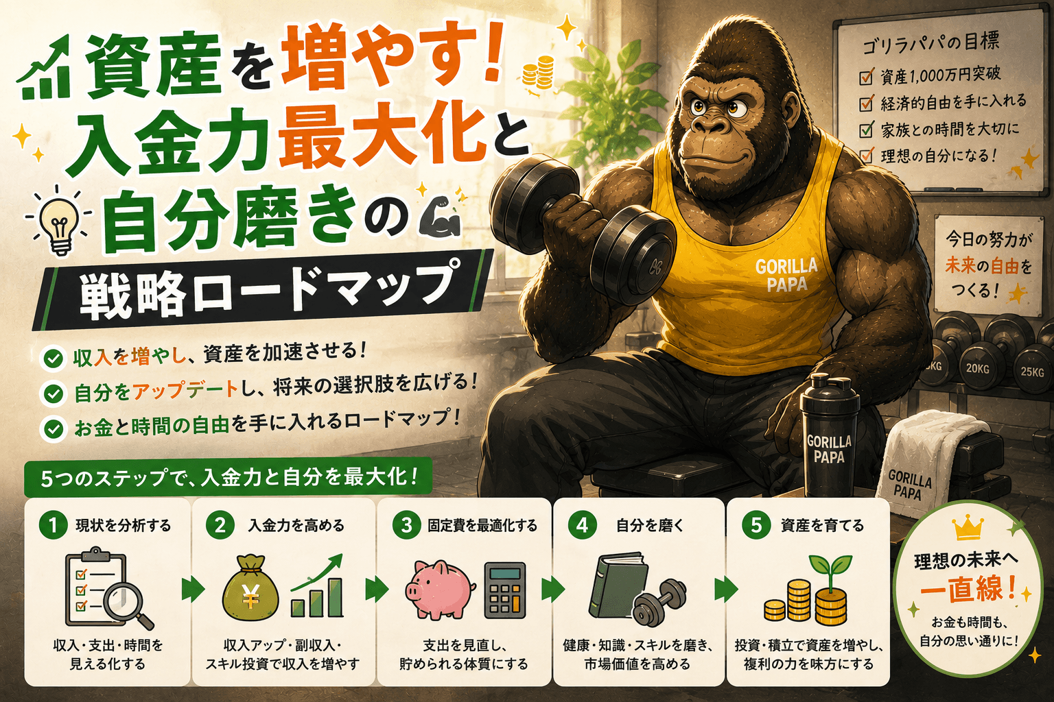 30代ゴリラパパの投資生活の資産を増やすロードマップ