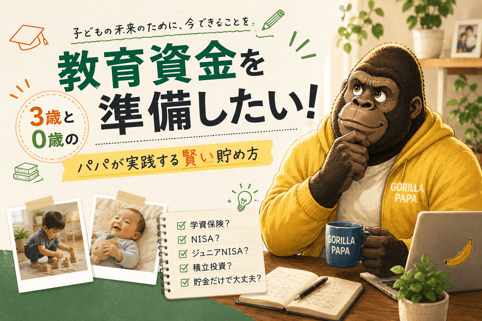 30代ゴリラパパの投資生活の教育資金準備
